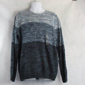 And Now This Men's Fuzzy Ombre Color Block Crewneck Pullover Sweater, Blue, XXL